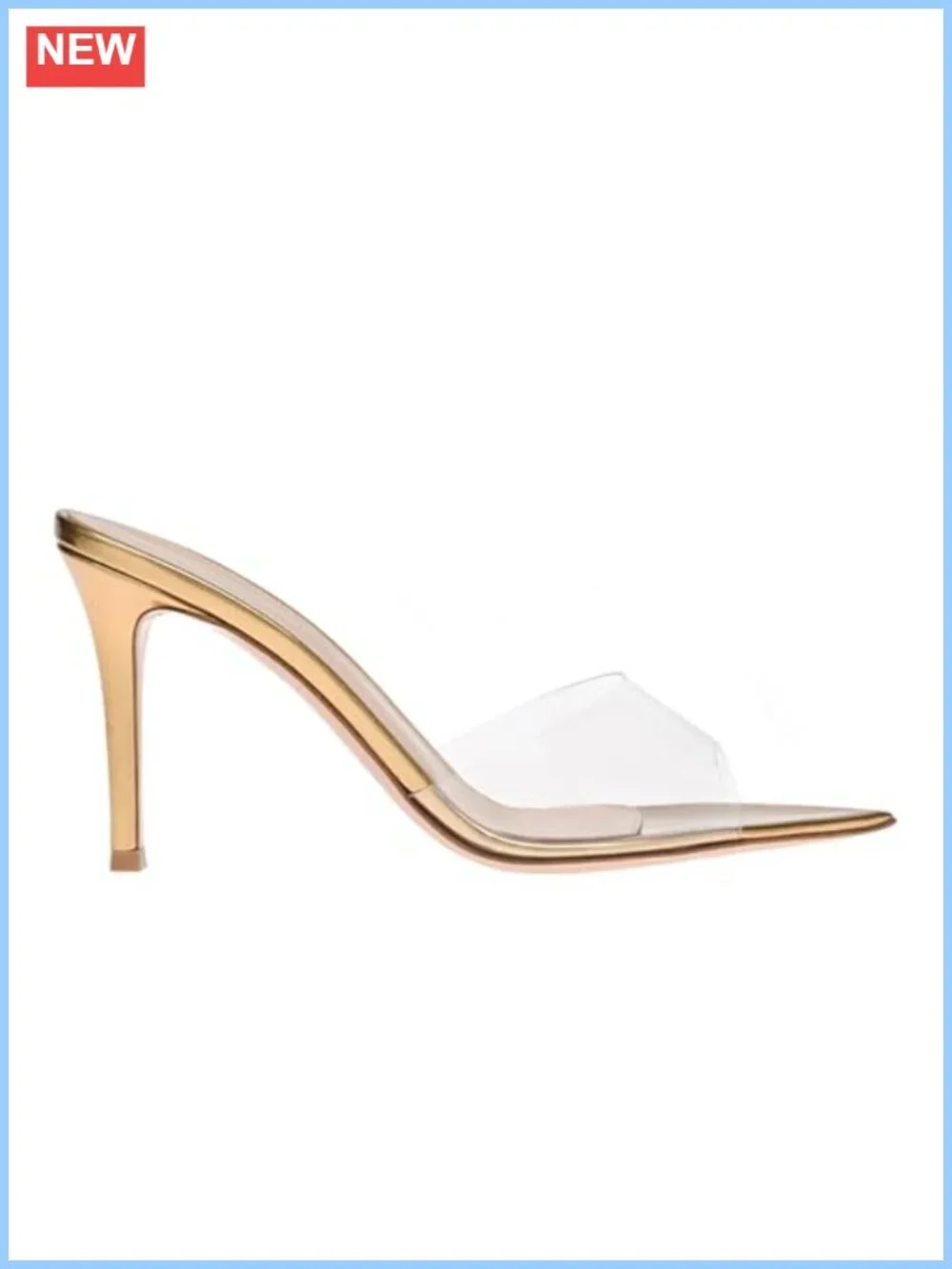 Clear Pointed Open Toe Stiletto Heel Slide Sandals TPU Straps Mules